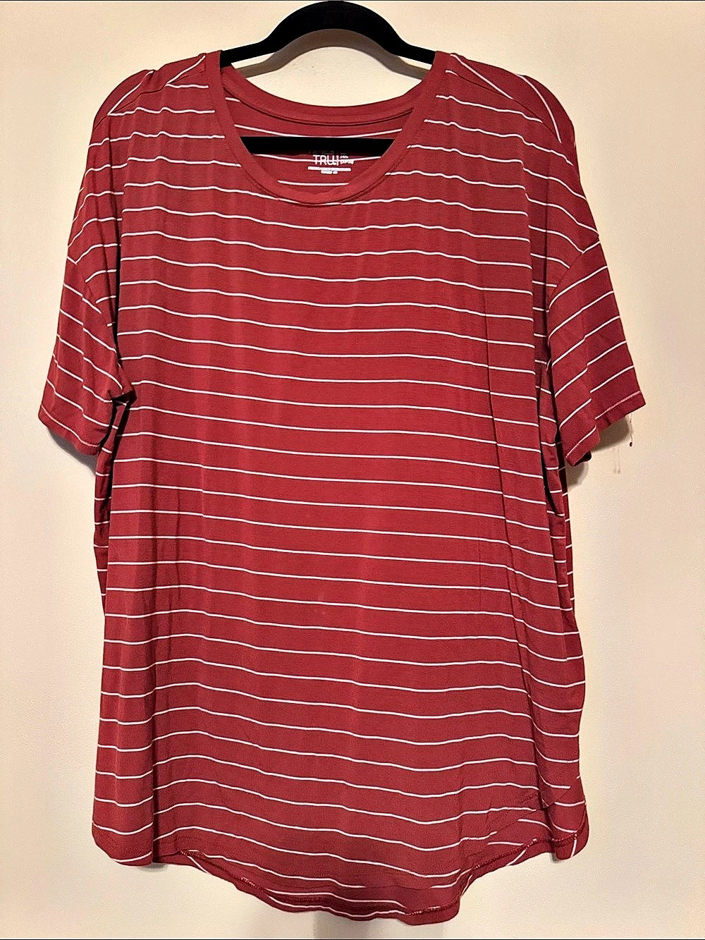 Time and Tru Striped Short Sleeve Tee in Red